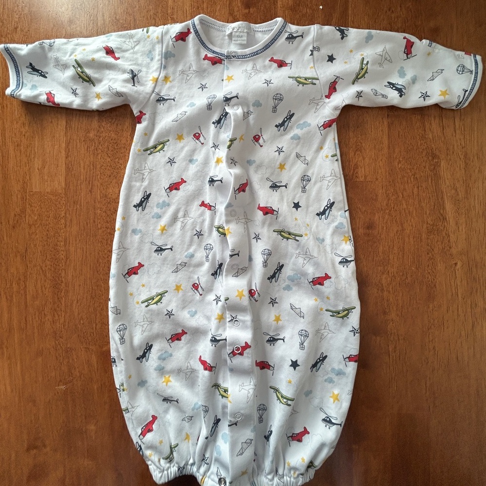 Kissy Kissy Airplane Print Convertible Gown Pajamas Size Small